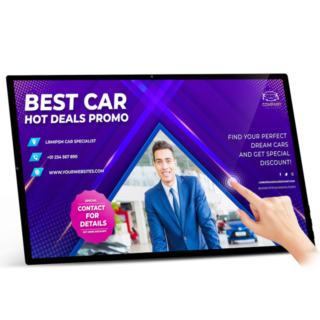 23.8 Inch Wall-Mounted LCD Digital Signage – Capacitive Touch Advertising Display Screen With Battery