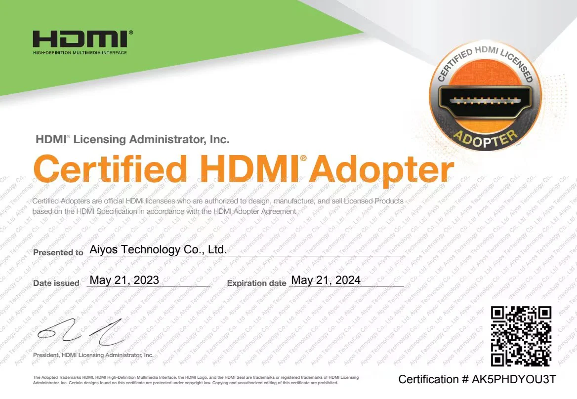 AIYOS Continues HDMI Adopter for The 5th Year
