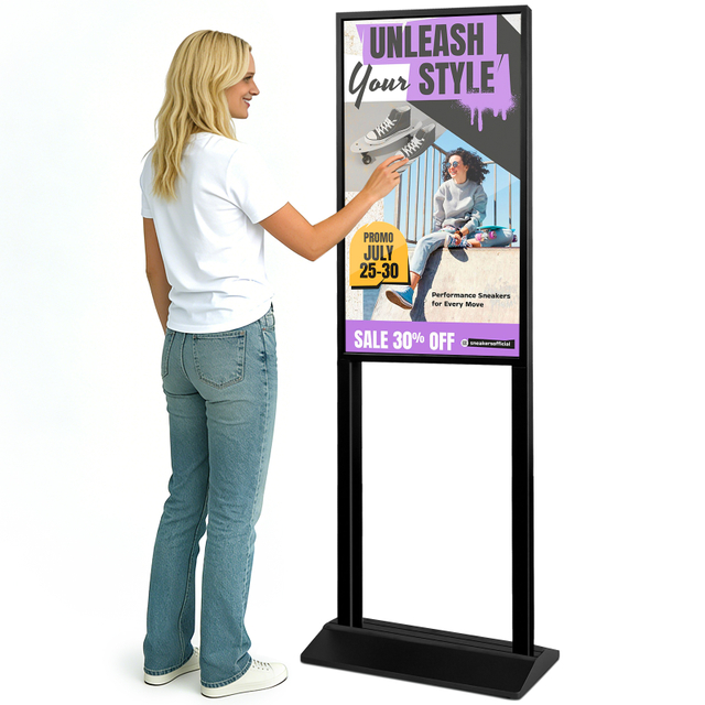 700-Nit H-Frame Floor-Standing Capacitive Touch Digital Kiosk